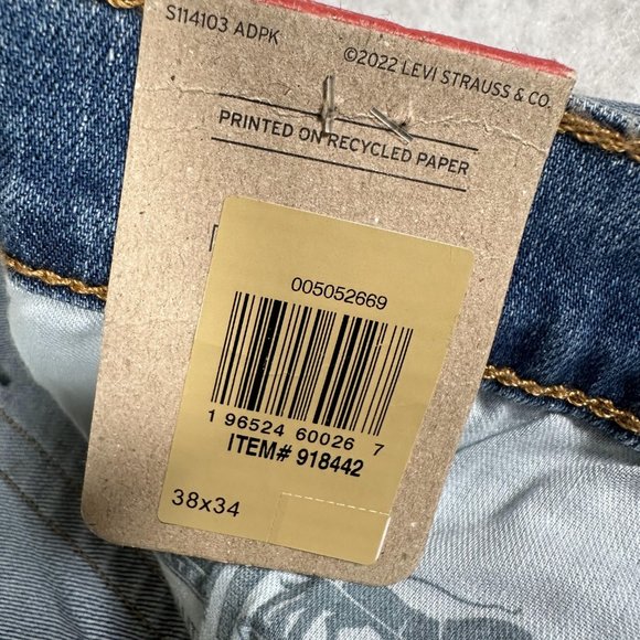 Levi's 505 Men's Jeans Stretch Straight Leg Regular Fit Blue Denim Size W38 L34 - Picture 8 of 14